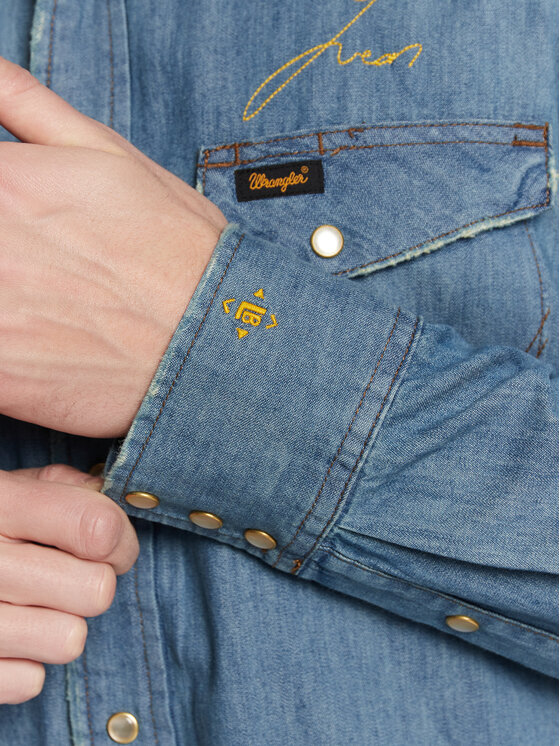 Wrangler Wrangler Koszula jeansowa LEON BRIDGES W5M0CX31O 112328528 Niebieski Regular Fit