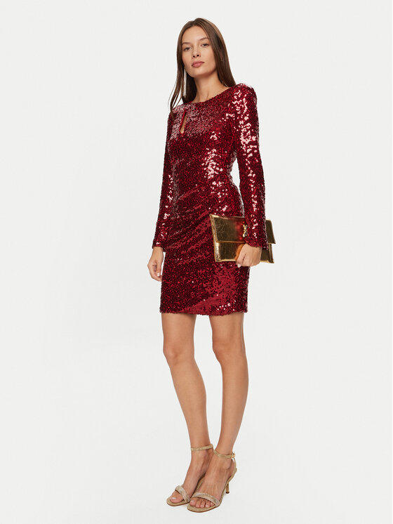Rinascimento Rinascimento Kokteilinė suknelė CFC0019792002 Raudona Slim Fit