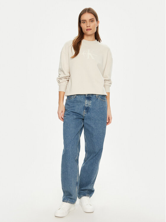 Calvin Klein Jeans Calvin Klein Jeans Μπλούζα Glossy Monologo J20J224724 Μπεζ Regular Fit