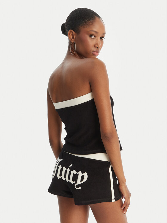 Juicy Couture Juicy Couture Top Applique Terry JCWSC126314 Czarny Slim Fit