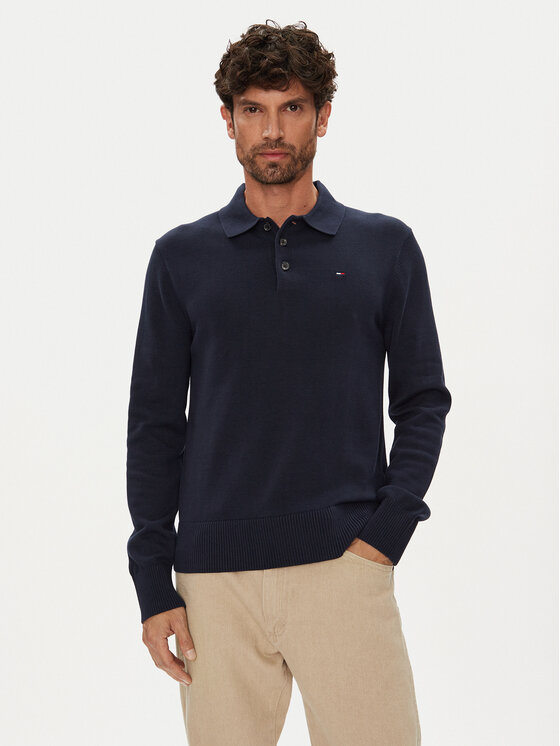 Tommy Jeans Sweter Essential DM0DM20304 Granatowy Slim Fit