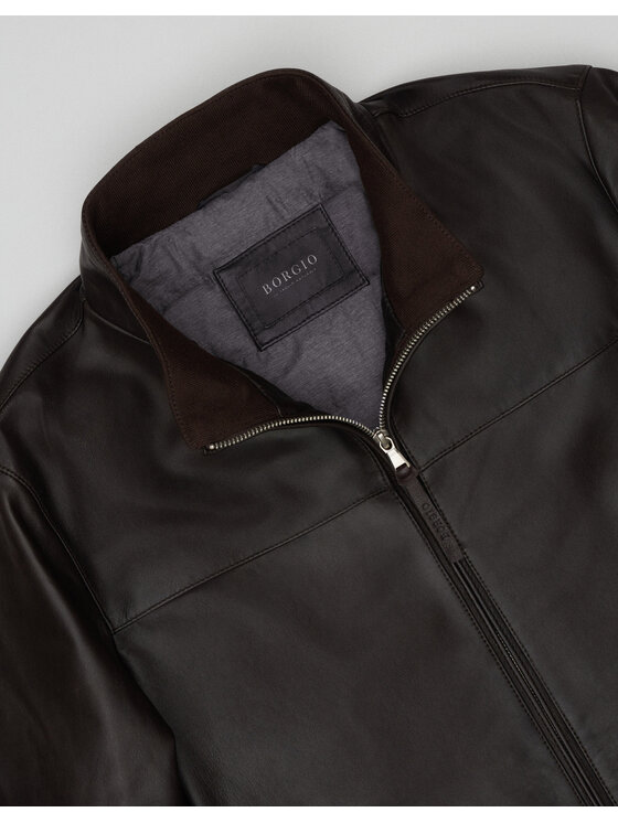 Borgio Borgio Kurtka skórzana salandra_br Brązowy Slim Fit