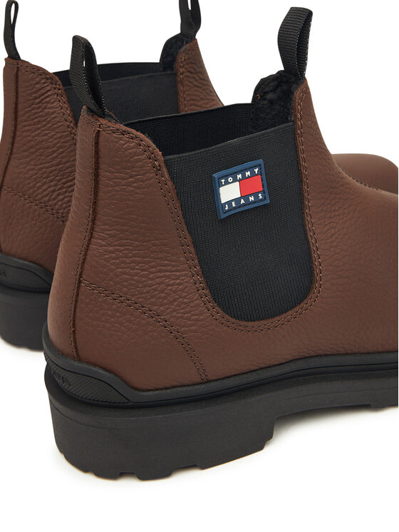 Tommy Jeans Tommy Jeans Jātnieku stila puszābaki Tjm Chelsea Leather Wl EM0EM01670 Brūns