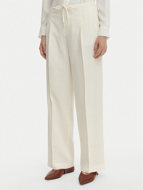 Marella Pantaloni din material Alloro 2613131115 Écru Regular Fit