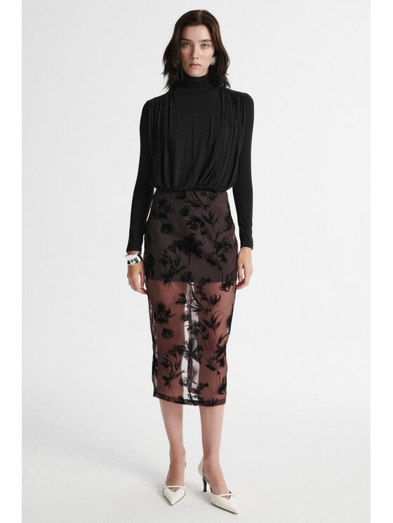 MARI PRETI MARI PRETI Spódnica ołówkowa LUNARIA Brązowy Slim Fit