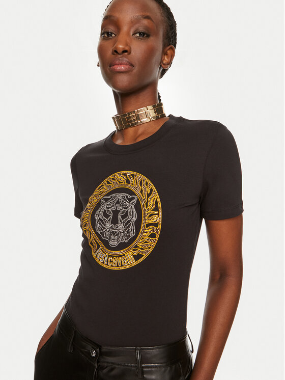 Just Cavalli Just Cavalli Majica 76PAHE08 Črna Slim Fit