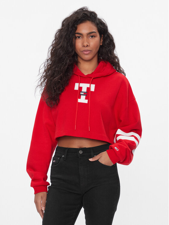 Tommy Jeans Jopa Letterman Flag DW0DW16122 Rdeča Relaxed Fit