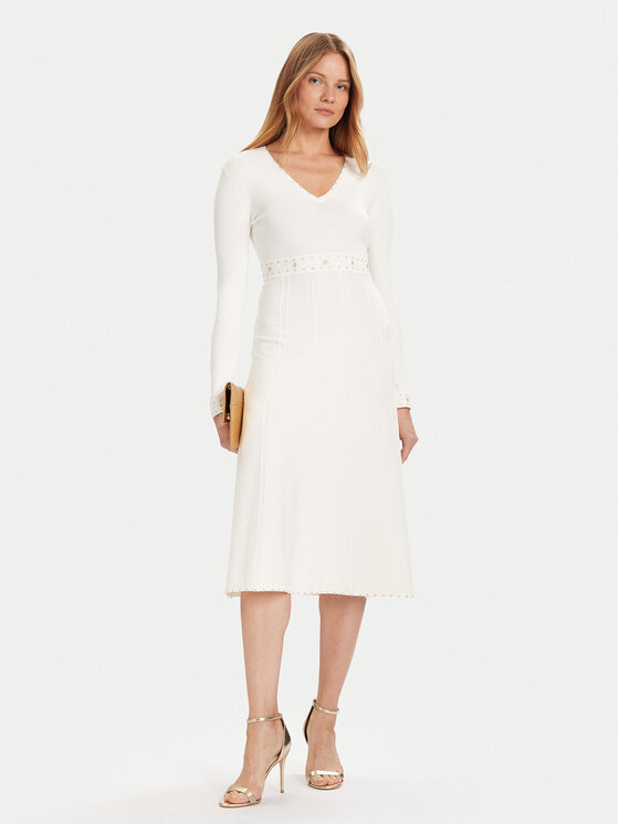 TWINSET TWINSET Pletena obleka 252TP3271 Écru Regular Fit