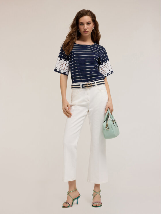 Motivi Motivi Pantaloni di tessuto P745Q004010N001 Bianco Flare Fit