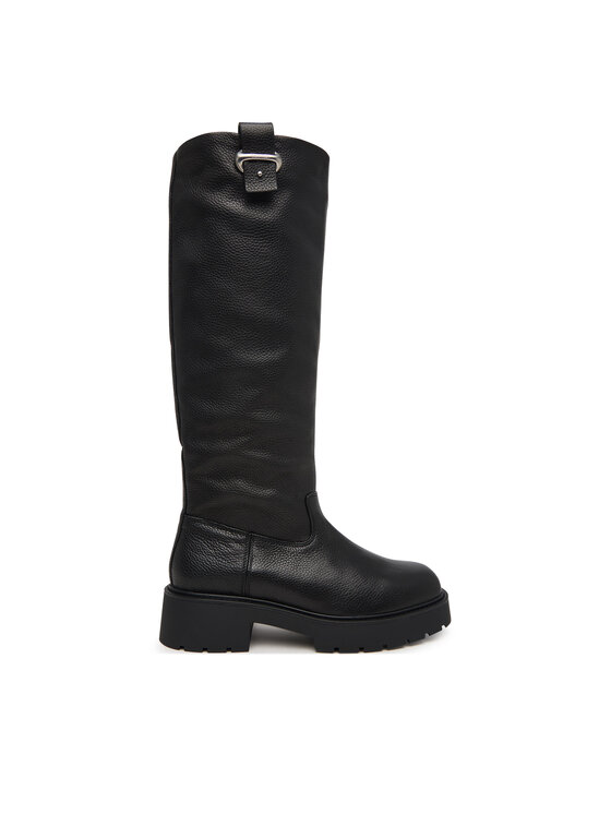 Calvin Klein Calvin Klein Kozačky Chunky High Boot Lth Hdw HW0HW03201 Černá