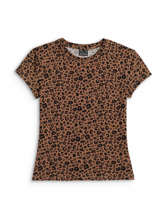 4F 4F T-Shirt ESSENTIAL 5 Brązowy jasny Slim Fit