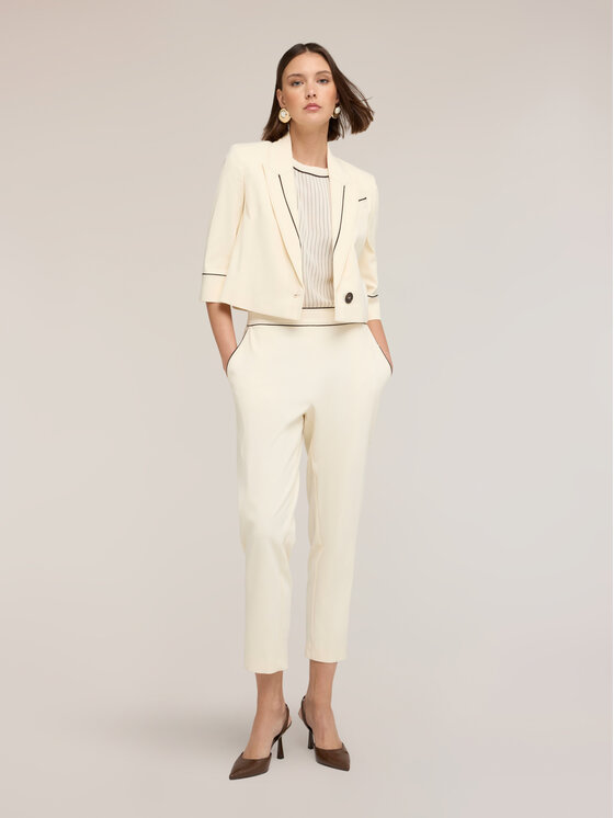 Motivi Motivi Spodnie materiałowe P00BQ004559N011 Biały Regular Fit
