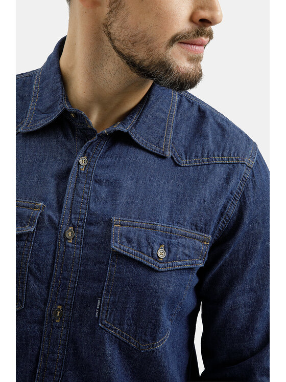 Cross Jeans Cross Jeans Koszula jeansowa A 222-029 Niebieski Regular Fit