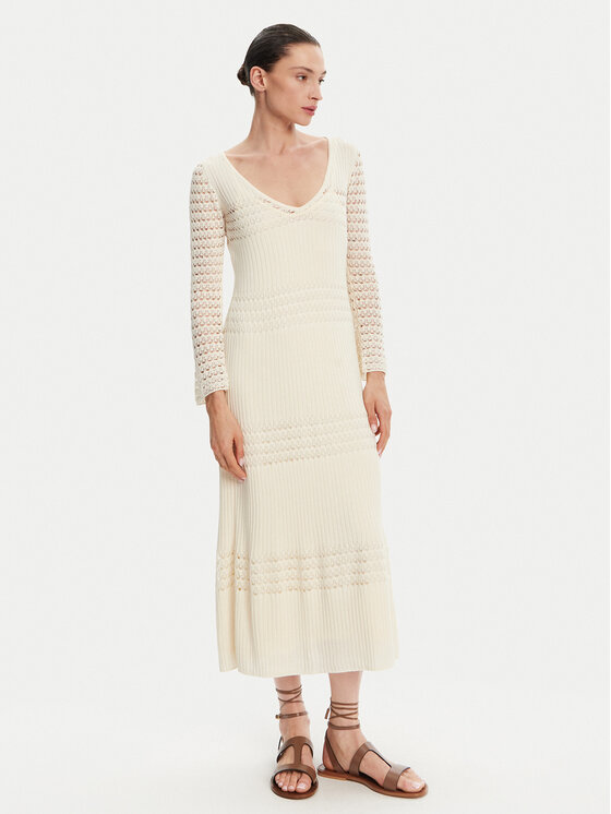 Pepe Jeans Pepe Jeans Strickkleid Paulina PL953712 Beige Slim Fit