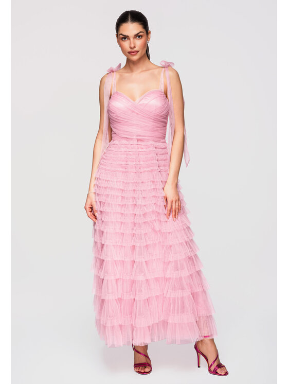Ombre Ombre Sukienka wieczorowa LA-OM-DLR312 Różowy Slim Fit