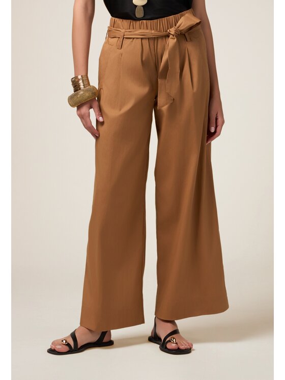 Oltre Oltre Pantaloni di tessuto P260J002317N022 Marrone Baggy Fit