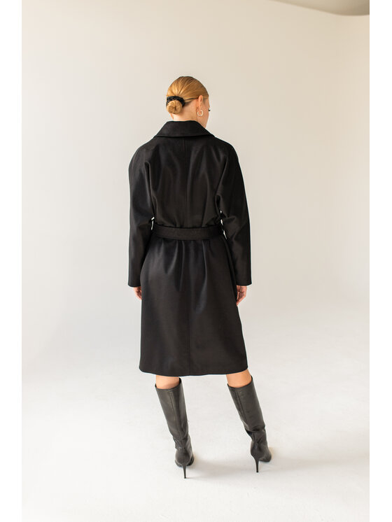 Entelier Entelier Płaszcz zimowy oversize Czarny Comfortable Fit