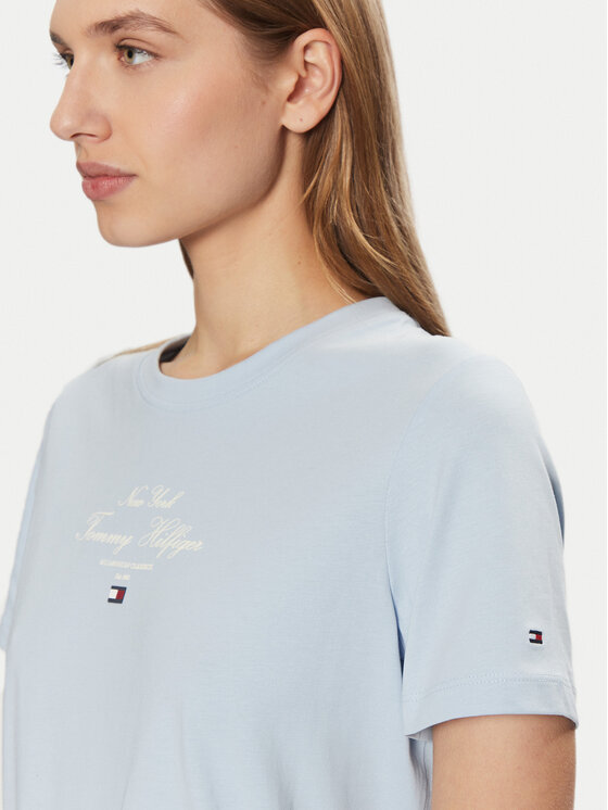 Tommy Hilfiger Tommy Hilfiger T-Shirt WW0WW43895 Světle modrá Regular Fit