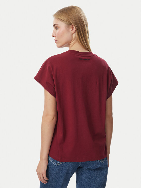 KARL LAGERFELD KARL LAGERFELD T-särk Rhinestone B4W17048 Tumepunane Relaxed Fit