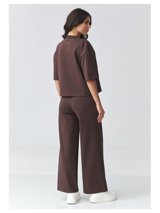 Makadamia Makadamia Dres M921 Brązowy Loose Fit