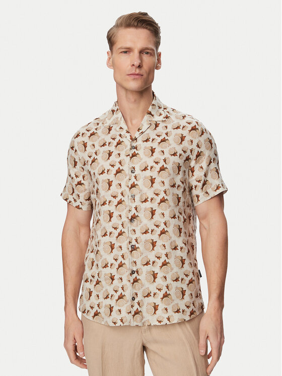 Bugatti Bugatti Πουκάμισο 9253-18908E Ανοιχτό μπεζ Regular Fit