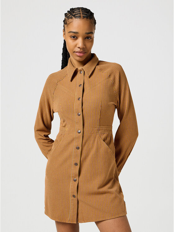 Wrangler Wrangler Sukienka codzienna SLIM FIT DRESS Brązowy Regular Fit