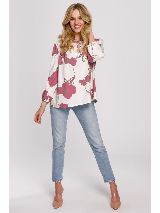 Makover Makover Bluzka K099 Czerwony Regular Fit