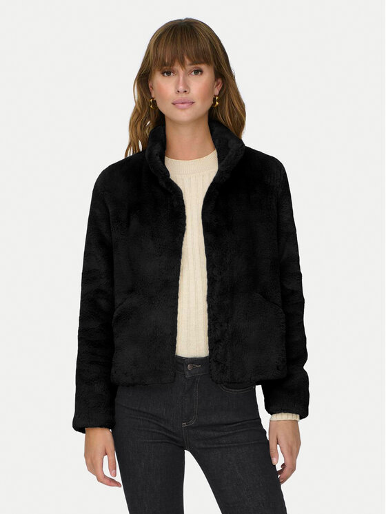 ONLY ONLY Pelzmantel Newvida 15295423 Schwarz Regular Fit