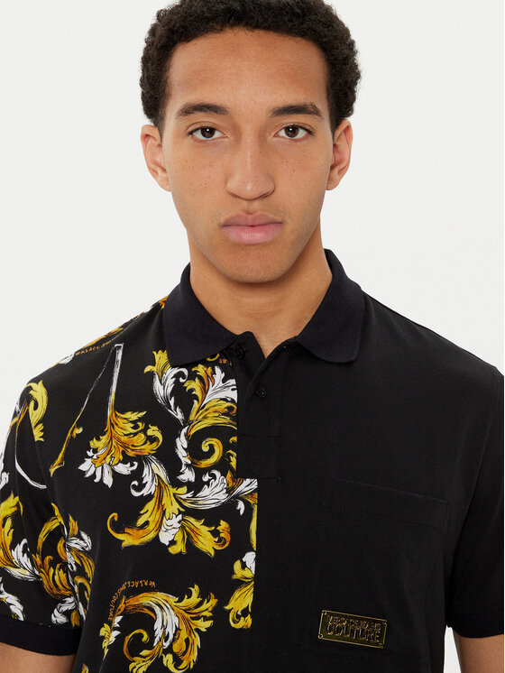 Versace Jeans Couture Versace Jeans Couture Тениска с яка и копчета 78GAG625 Черен Regular Fit