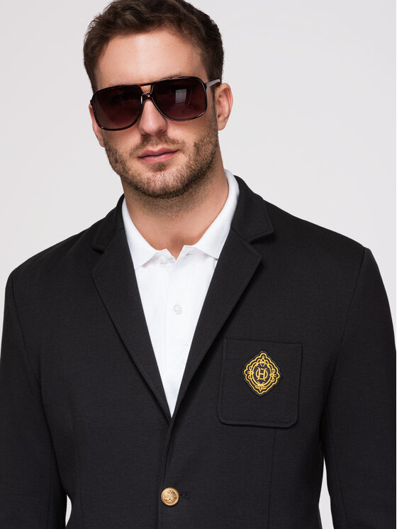 Ombre Ombre Marynarka OM-BLZB-0166 Czarny Slim Fit