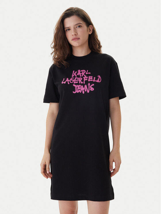 Karl Lagerfeld Jeans Rochie de zi B1W13043 Negru Regular Fit