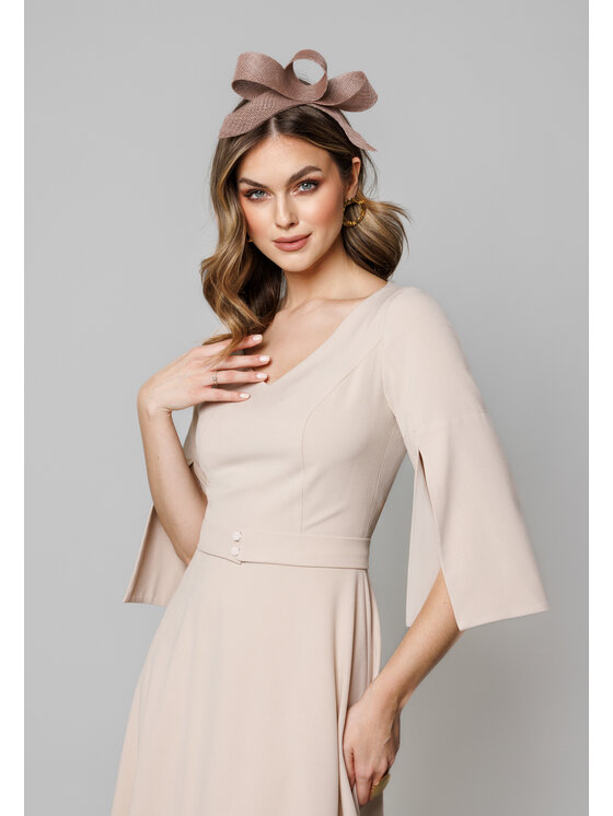 Kasia Zapała Kasia Zapała Sukienka koktajlowa Agnes Beżowy Regular Fit