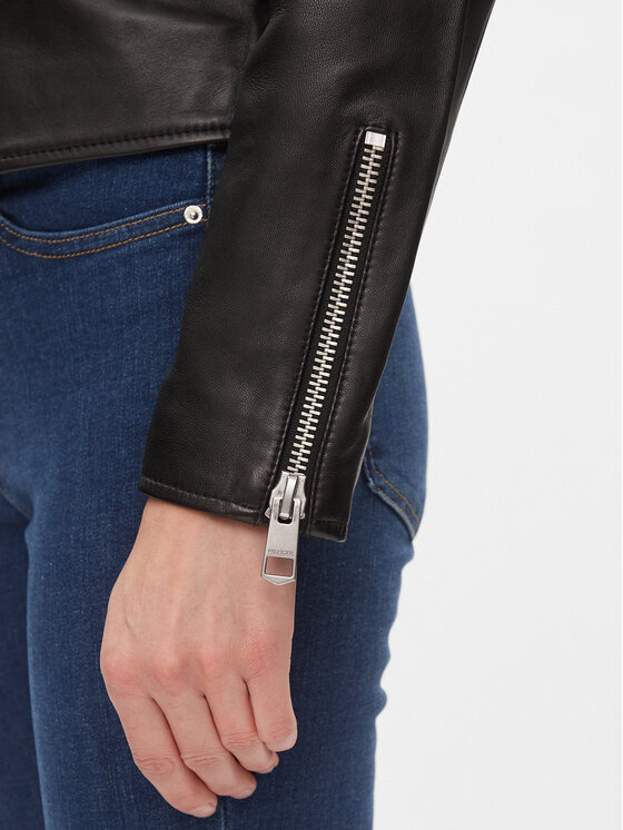 Tommy Hilfiger Tommy Hilfiger Kožená bunda Perfecto WW0WW39943 Černá Slim Fit