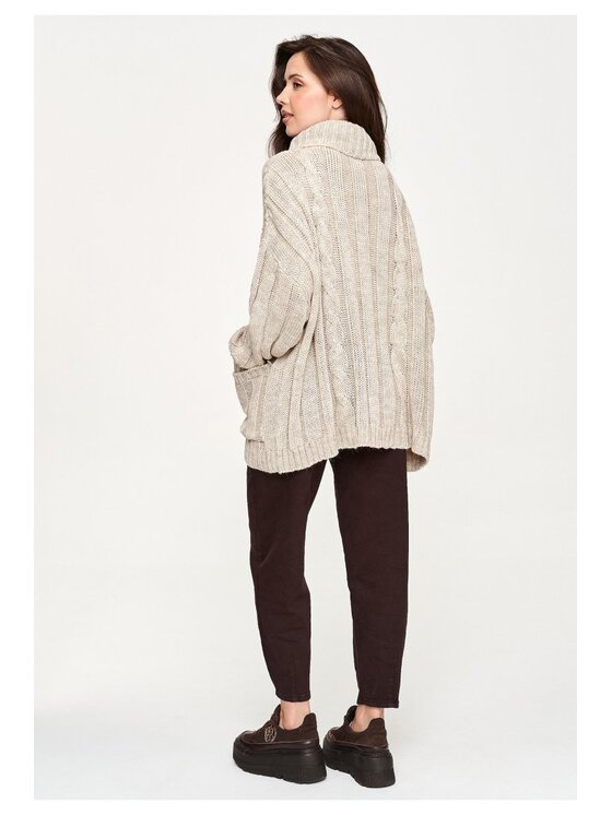 Makadamia Makadamia Sweter S179 Beżowy Loose Fit
