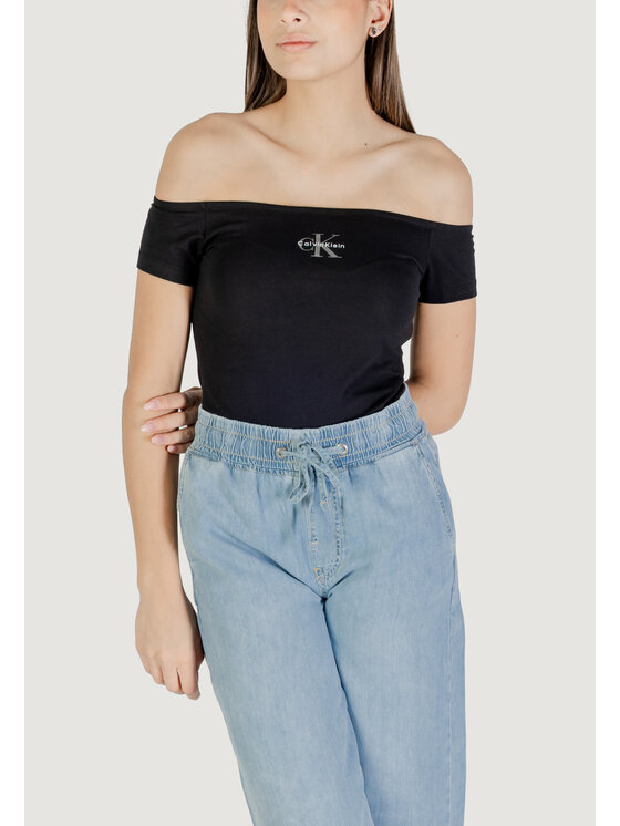 Calvin Klein Jeans Calvin Klein Jeans T-shirt MONOGRAM OFF SHOULDE Nero Casual Fit