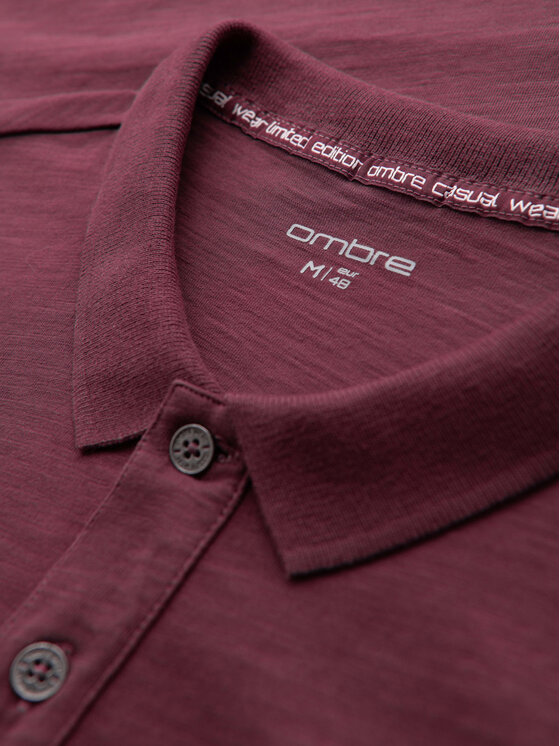Ombre Ombre Polo OM-POWS-0142 Bordowy Regular Fit