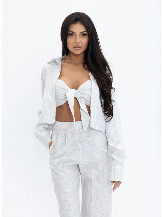 Love Saints Love Saints Komplet bluzka i spodnie L26LF-KE-K01 Biały Slim Fit