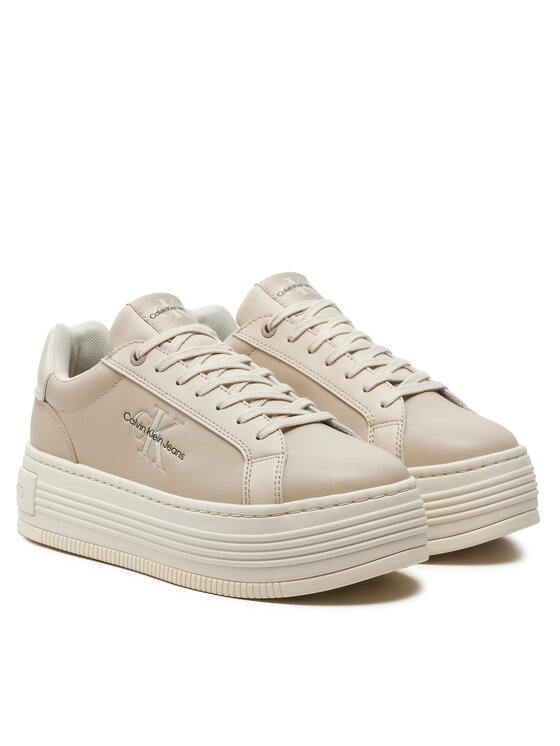 Calvin Klein Jeans Calvin Klein Jeans Sportcipők Bold Platf Low Lace Lth Ml Mtl YW0YW01516 Bézs