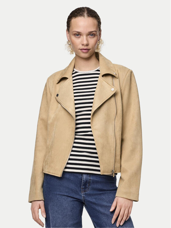 Pieces Pieces Bunda z imitace kůže Beminda 17134838 Béžová Regular Fit