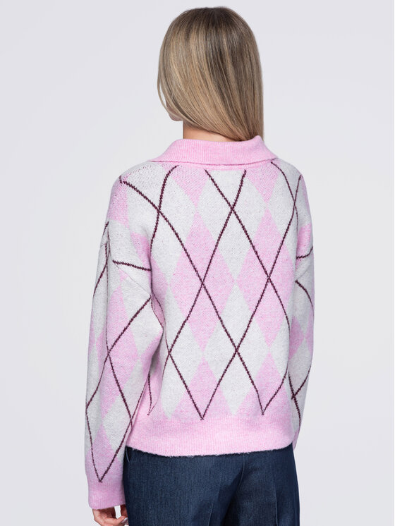 Ombre Ombre Svetr OW-SW-E0030 Růžová Relaxed Fit