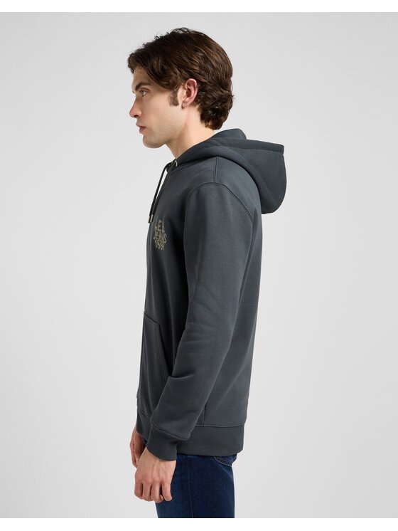 Lee Lee Bluza Zip Hoodie Czarny Regular Fit