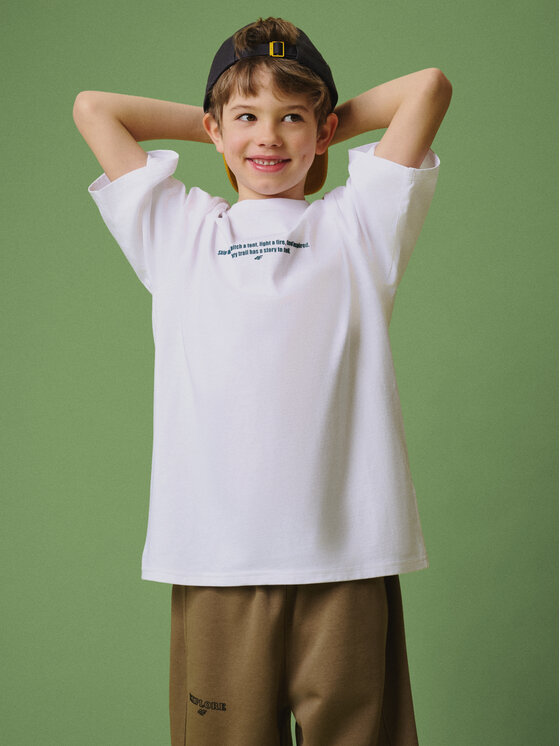 4F 4F T-Shirt ENJOY THE OUTDOORS Biały Loose Fit