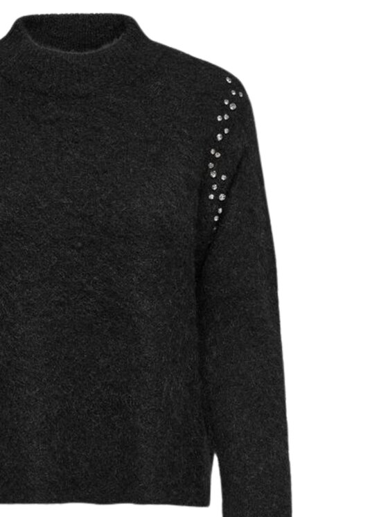 ONLY ONLY Maglione Onlrinalife ls rhinestone Nero Regular Fit