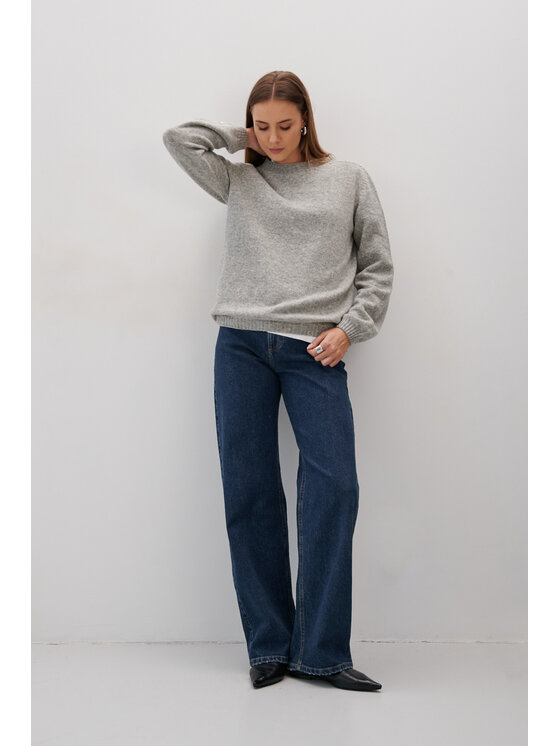 Fobya Fobya Sweter F2051 Szary Basic Fit