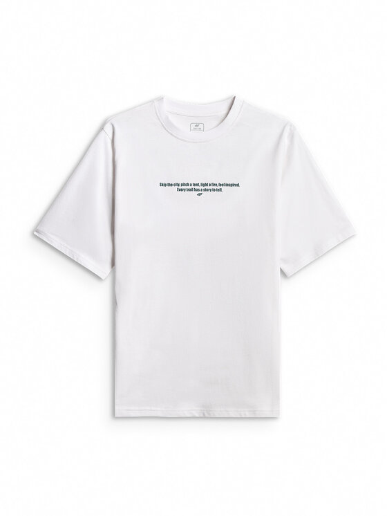 4F 4F T-Shirt ENJOY THE OUTDOORS Biały Loose Fit