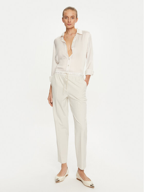 Marella Marella Hlače iz tkanine Cammino 2423136045 Écru Regular Fit