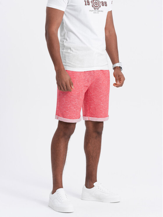 Ombre Ombre Szorty materiałowe OM-SRSK-0116 Czerwony Loose Fit