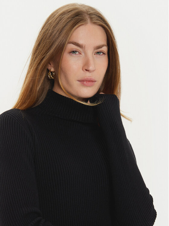 Kontatto Kontatto Трикотажна сукня 3M0135N Чорний Slim Fit