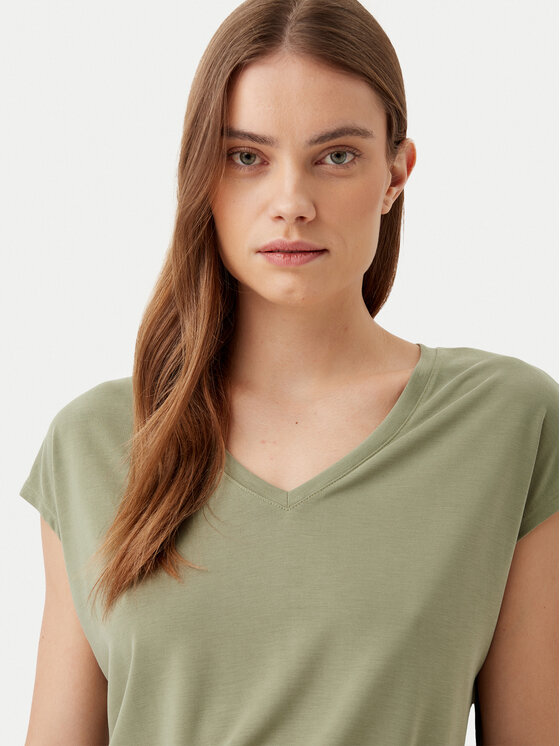 Vila Vila T-shirt Modala 14074847 Zelena Regular Fit