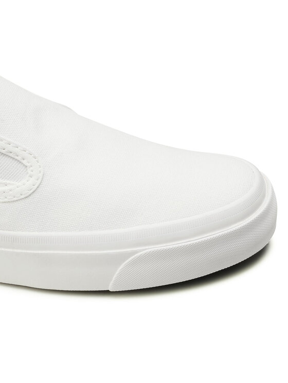 white leather slip on converse